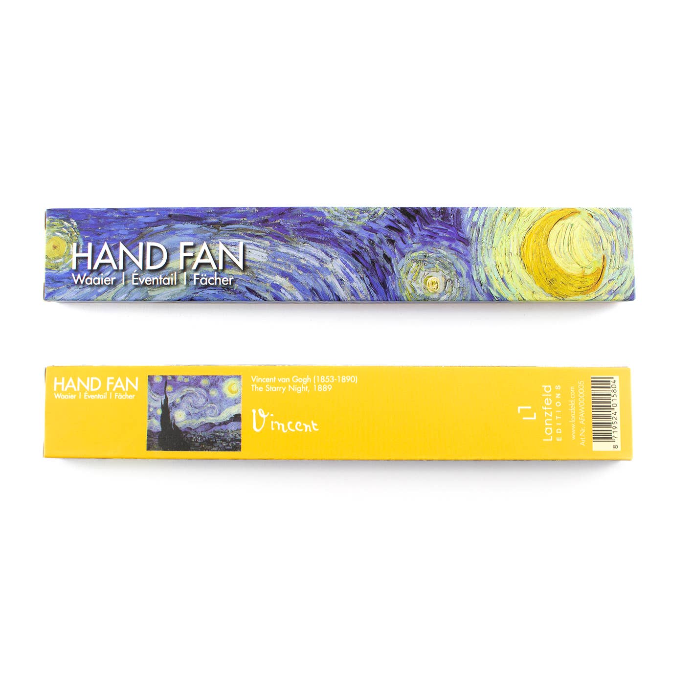 Van Gogh Hand Fan – The Starry Night — bamboo folding fan with printed fabric, view 3