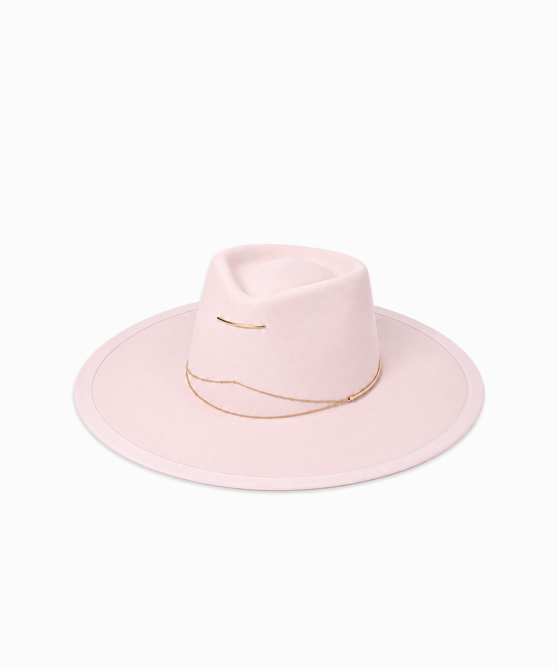 Van Palma Anna felt fedora hat in pale rose, front view