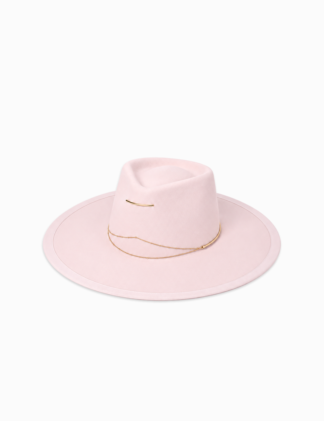 Van Palma Anna felt fedora hat in pale rose, front view