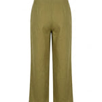 Van Palma Lune wide-leg linen trousers in olive green, back view