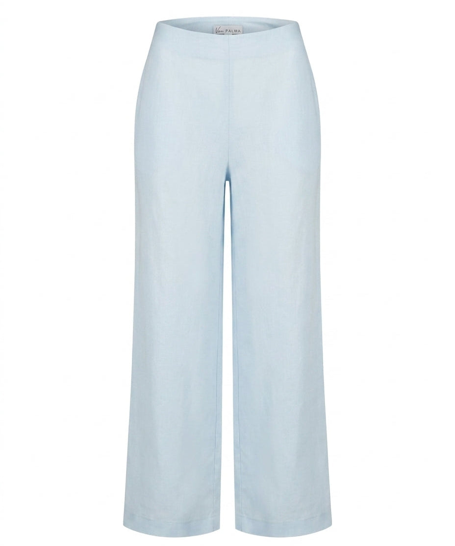 Van Palma Lune wide-leg linen trousers in sky blue, front view
