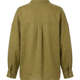 Oversized Linen Shirt – Olive Green – view 2
