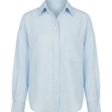 Oversized Linen Shirt – Sky Blue – front view