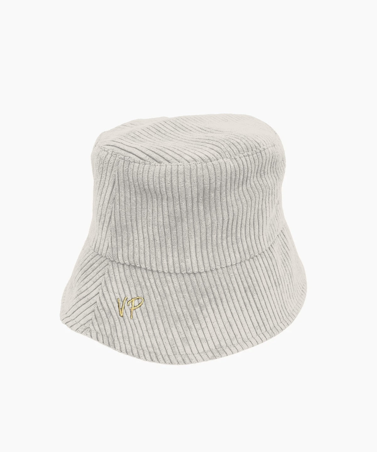 Van Palma PACO corduroy bucket hat in stone with gold VP embroidery
