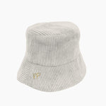 Van Palma PACO corduroy bucket hat in stone with gold VP embroidery