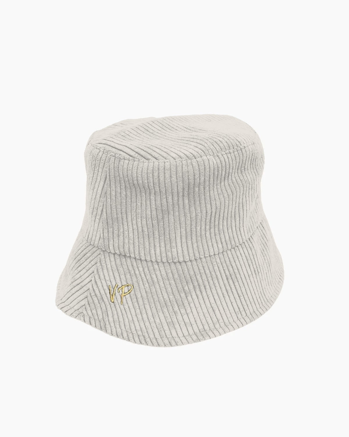 Van Palma PACO corduroy bucket hat in stone with gold VP embroidery