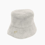 Van Palma PACO corduroy bucket hat in stone with gold VP embroidery