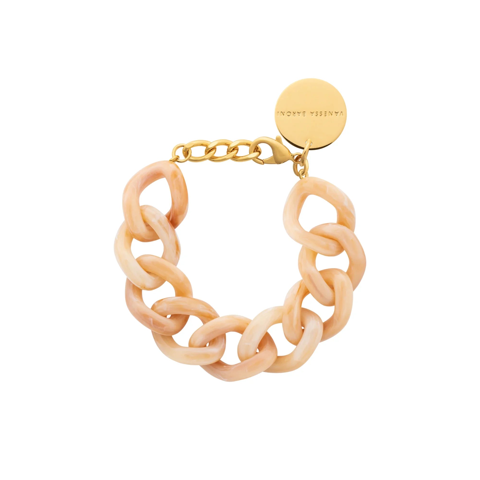 Vanessa Baroni flat chain bracelet in crème brûlée marble, product view – 99things.ch