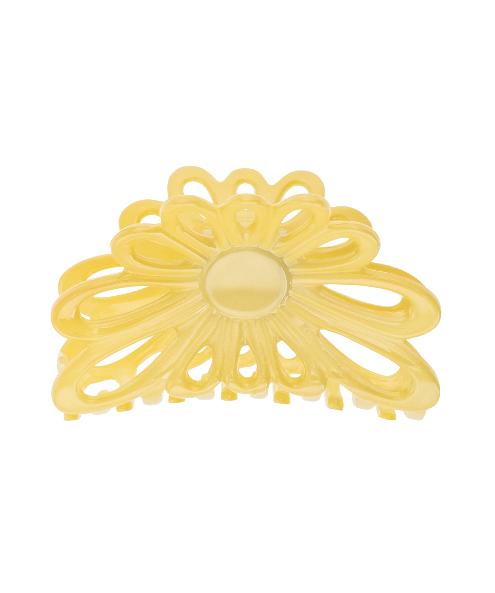 Yellow Flower Claw 8cm with glossy floral acetate design front view