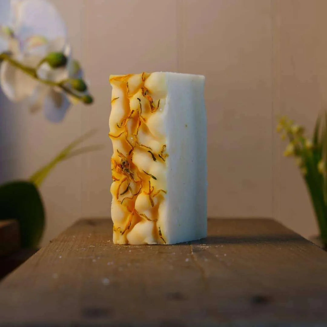 organic orange and calendula bar of soap