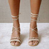 ALOHAS - Suede Lace Sandals | Beige
