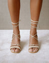 ALOHAS - Suede Lace Sandals | Beige