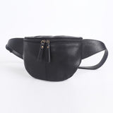 ARSAYO Original vegan fanny pack in black PU with buckle belt, another view