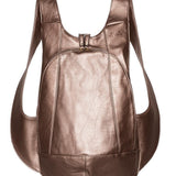 ARSAYO Original vegan backpack in bronze metallic PU, front view