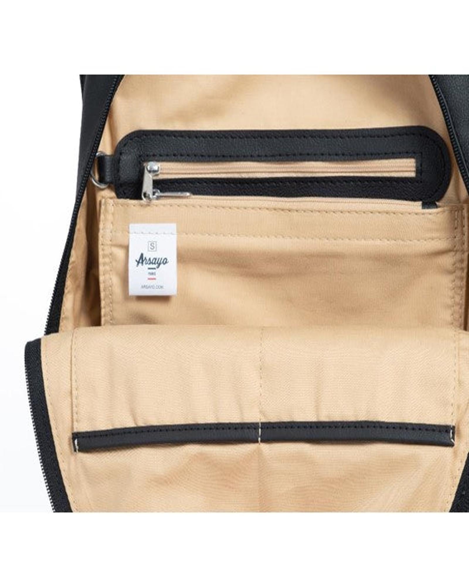 ARSAYO Mela backpack in black AppleSkin with patented secure closure, another view