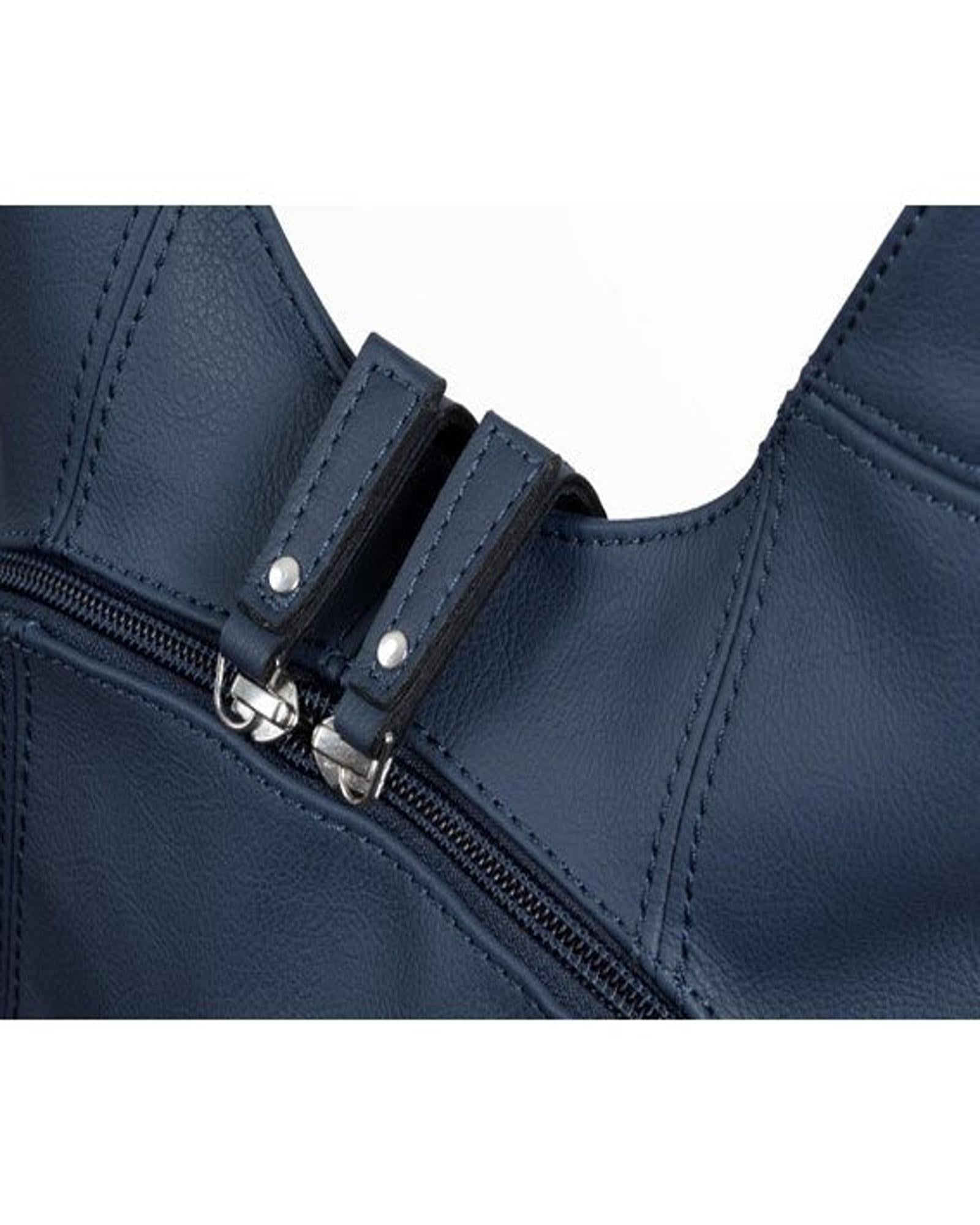 ARSAYO Mela backpack in storm blue AppleSkin with patented secure closure, another view