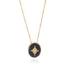AZUNI - Astral Set Oval Gemstone Diamond Pendant Necklace