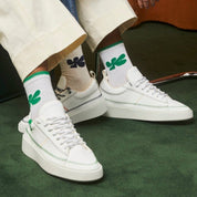 A close up of a couple's Bonamaso vegan sustainable sneakers