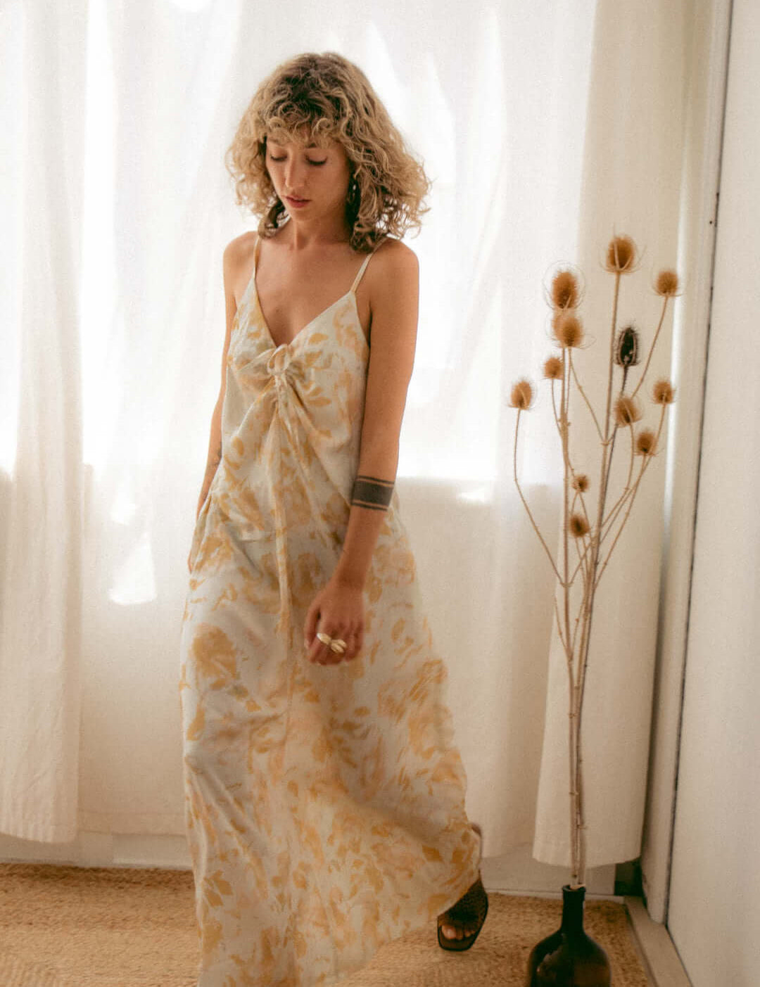 COSSAC - MAXI SLIP DRESS | GOLD & WHITE