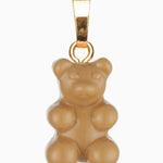 Crystal Haze Classic Nostalgia Bear pendant in caramel resin with a plain gold bail, shown on a white background