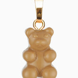 Crystal Haze Classic Nostalgia Bear pendant in caramel resin with a plain gold bail, shown on a white background