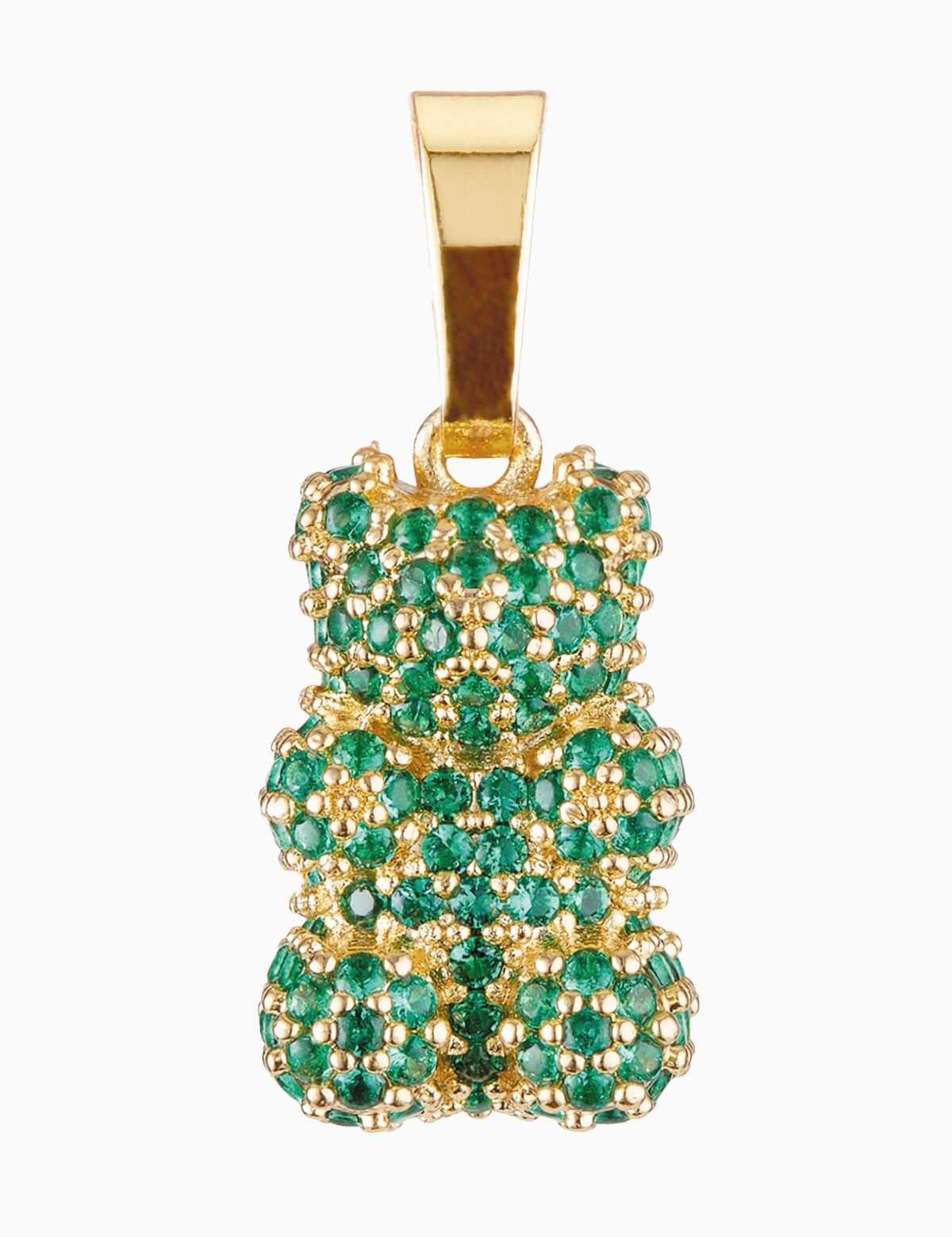 CRYSTAL HAZE - Pave Encrusted Nostalgia Bear Pendant | Green Emerald