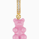 Crystal Haze Nostalgia Bear pendant in candy pink resin with a pavé cubic zirconia bail, product shot on white background.