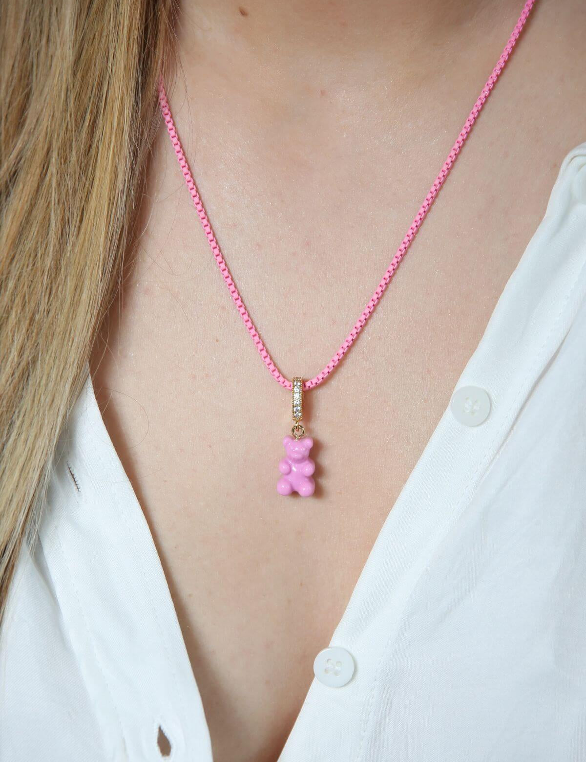 CRYSTAL HAZE - Pave Nostalgia Bear Pendant | Candy Pink