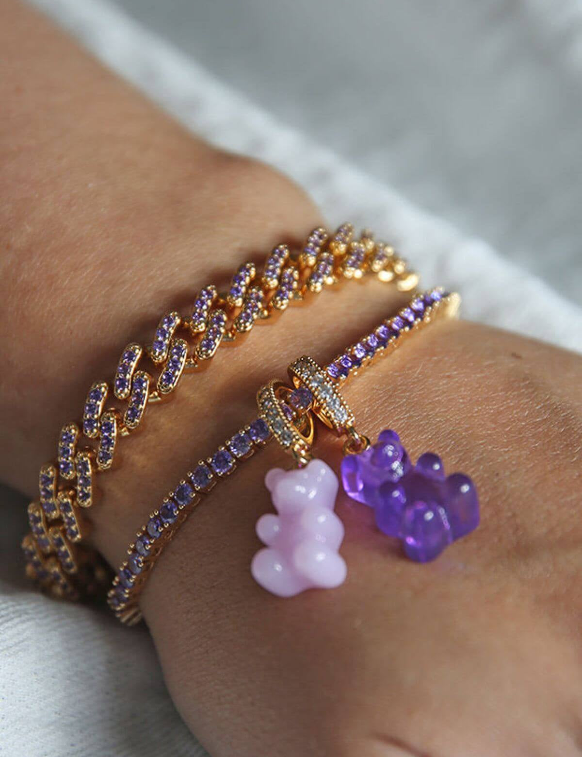 CRYSTAL HAZE - Pave Nostalgia Bear Pendant | Purple