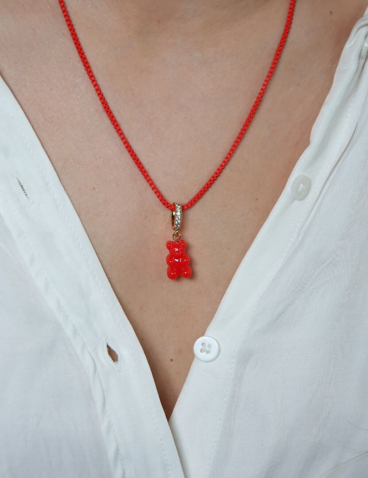 CRYSTAL HAZE - Pave Nostalgia Bear Pendant | Red