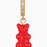 Crystal Haze Pavé Nostalgia Bear pendant in red resin on a gold pavé bail, shown on a white background