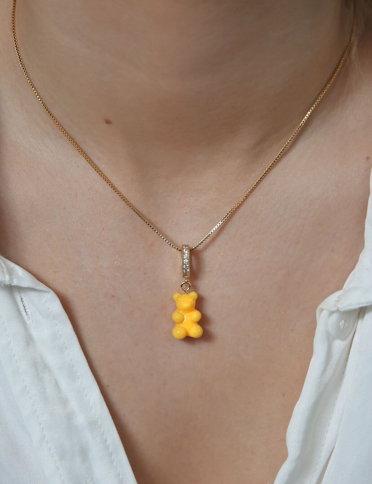 CRYSTAL HAZE - Pave Nostalgia Bear Pendant | Yellow
