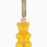Crystal Haze Pavé Nostalgia Bear pendant in yellow resin on a gold pavé bail, shown on a white background