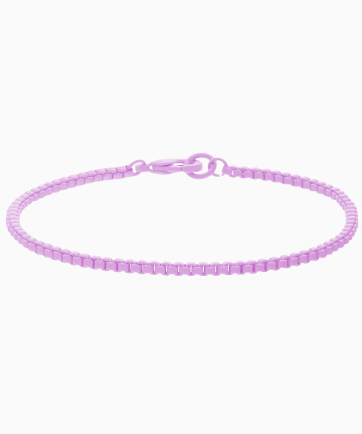 Crystal Haze Plastalina bracelet in lavender enamel beads, on a white background.