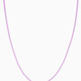 Crystal Haze Plastalina necklace in lavender enamel, close-up flat lay