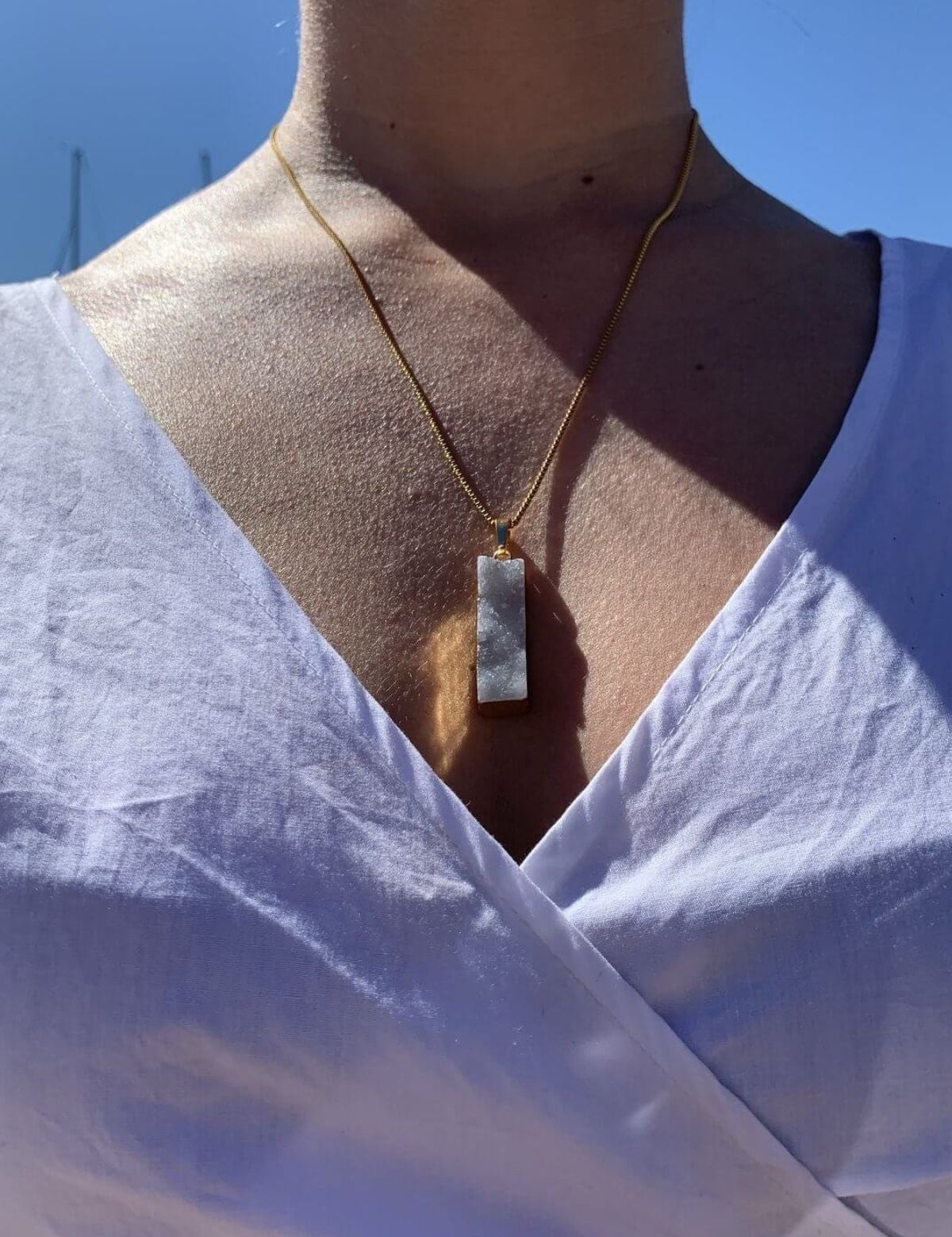 CRYSTAL HAZE - Raw Cut Agate Pendant