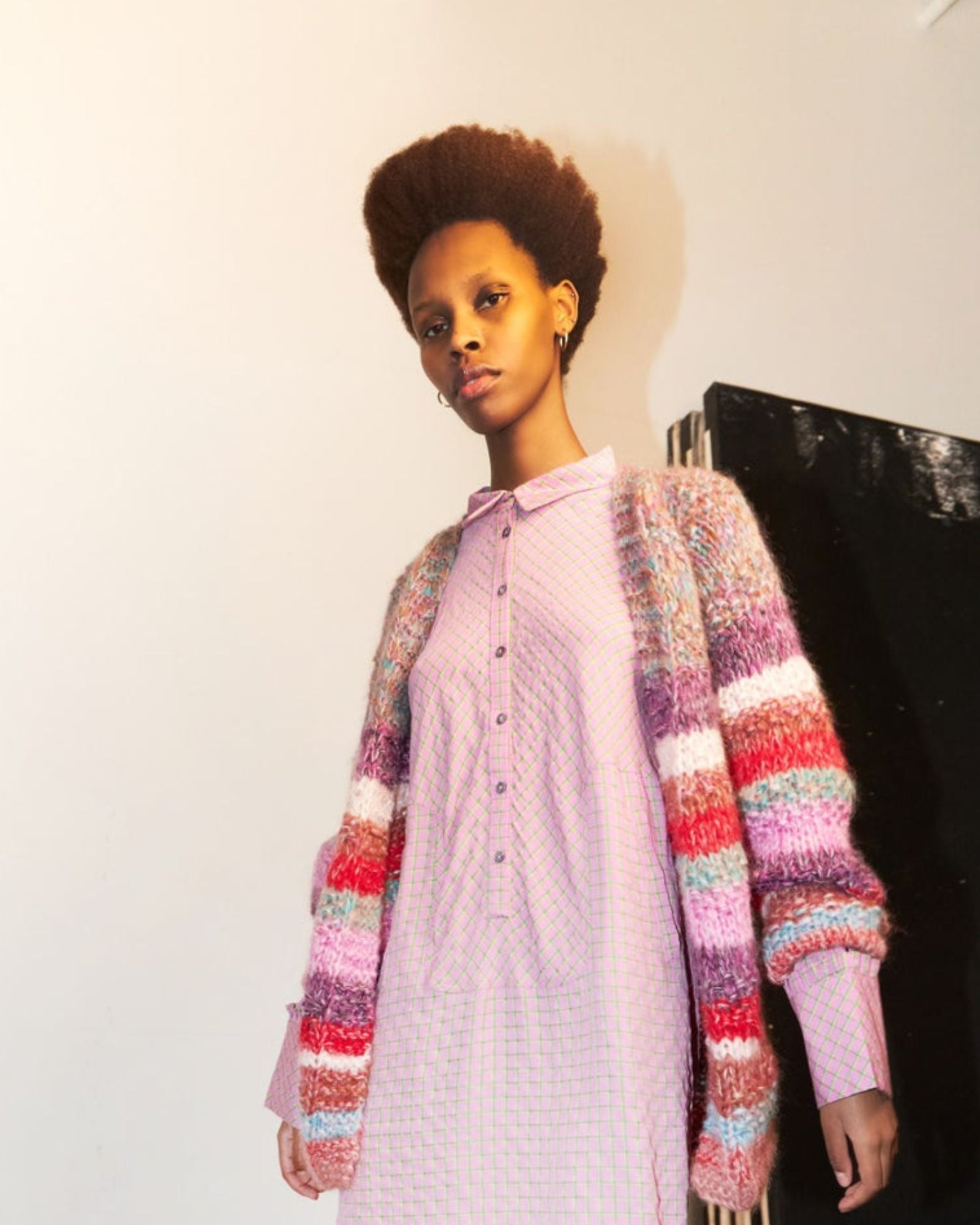 DAWN & DARE - Multi Stripe Cardigan | Dark Nude