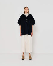 EMIN + PAUL - Cashmere Cape with Hood | Navy Blue