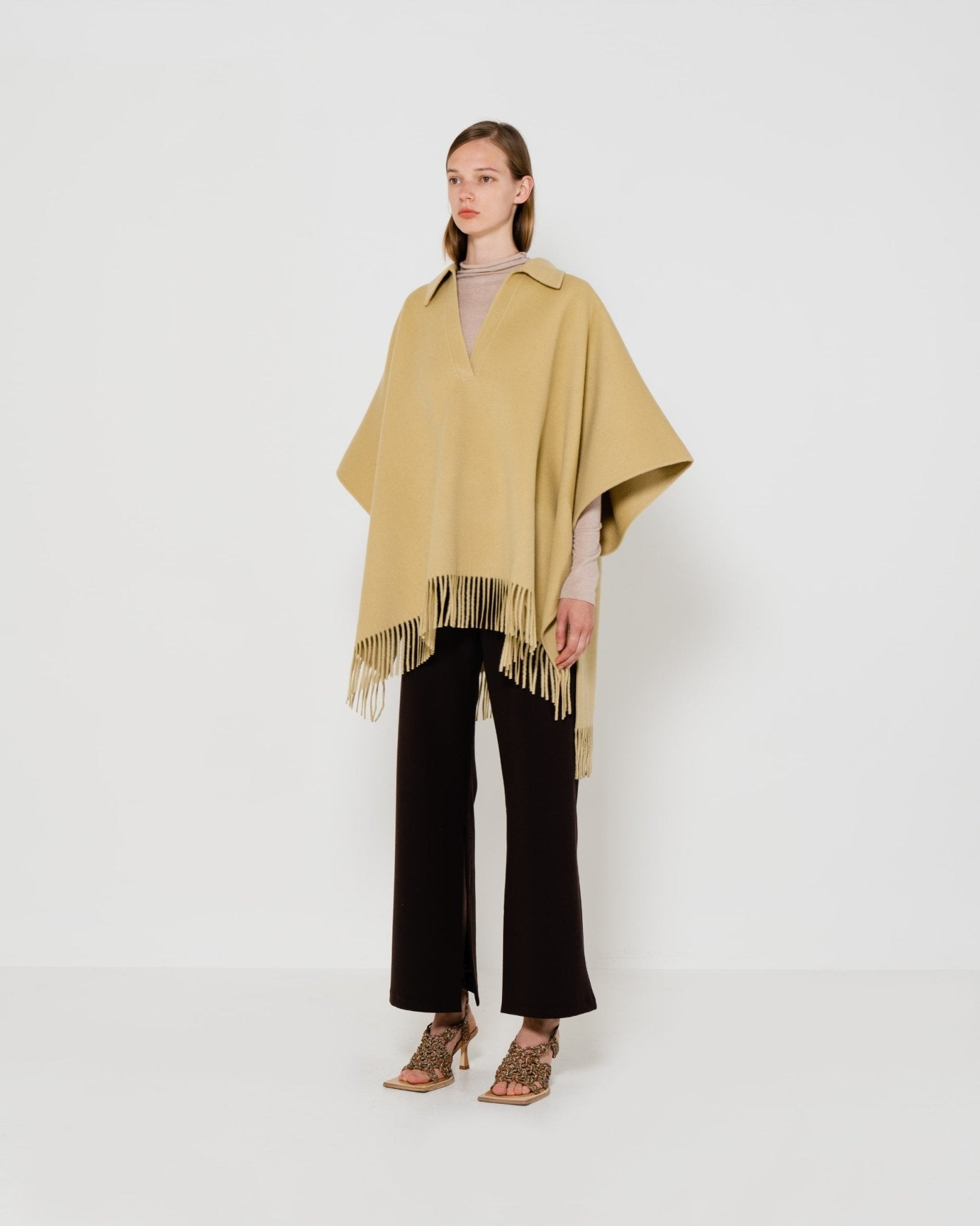 EMIN + PAUL - Fringe Wool Poncho | Camel