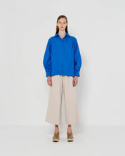 EMIN + PAUL - Pleated back shirt | Cobalt Blue