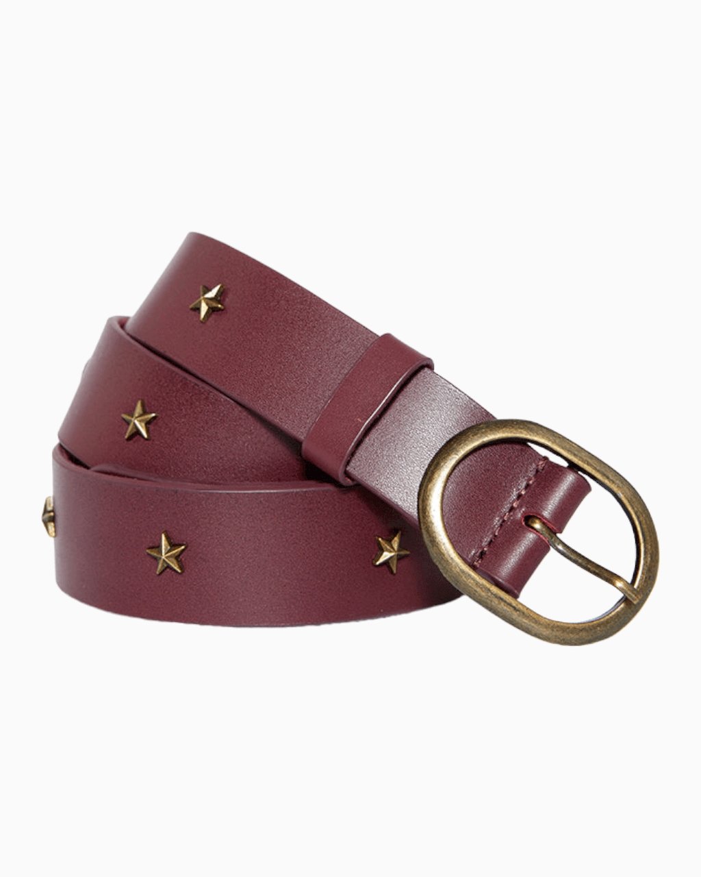 FIVE JEANS - Star Studded Leather Belt | Burgundy