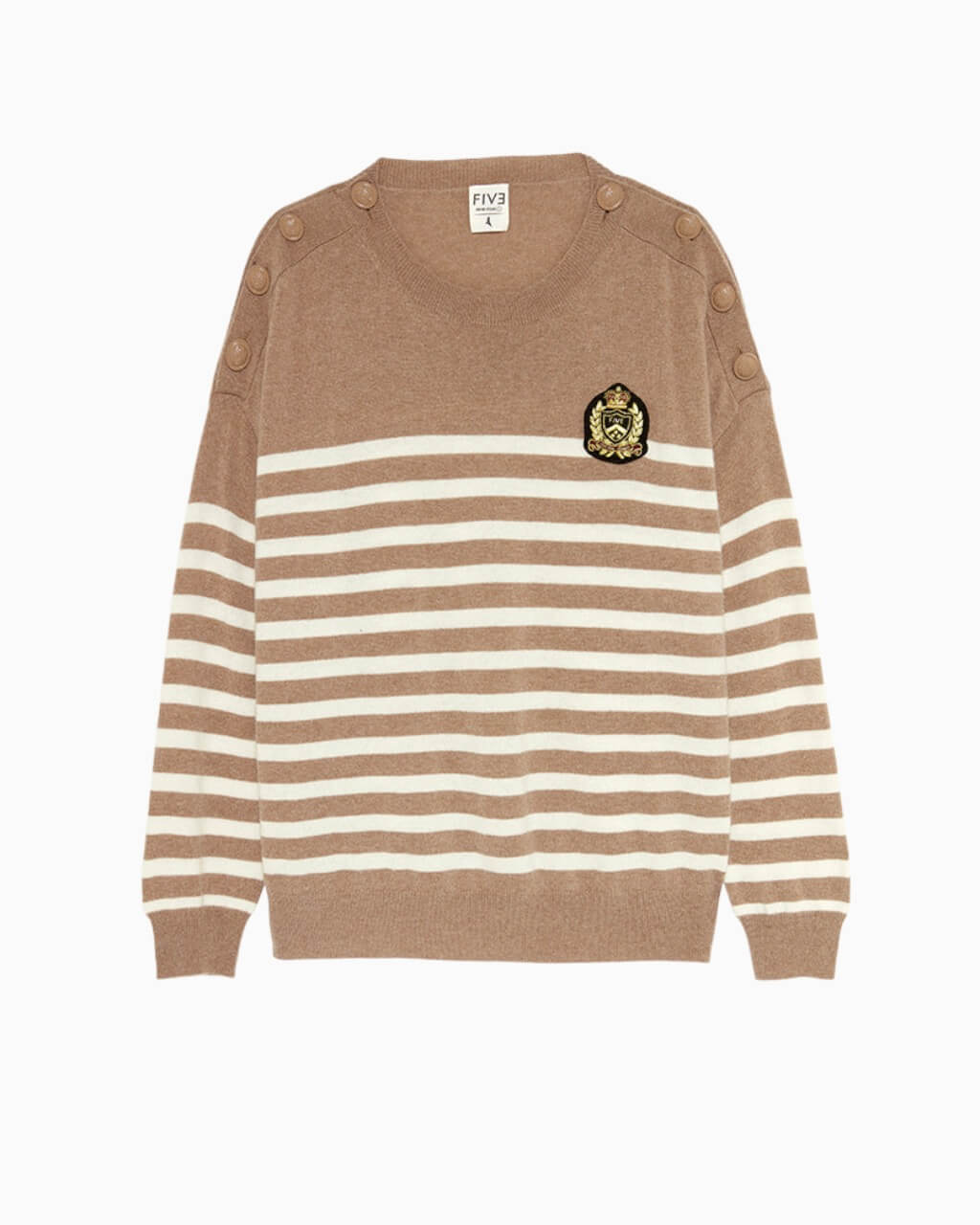 FIVE JEANS - Striped Cashmere Sweater | Camel