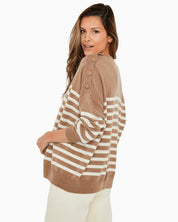 FIVE JEANS - Striped Cashmere Sweater | Camel