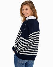FIVE JEANS - Striped Cashmere Sweater | Navy Blue