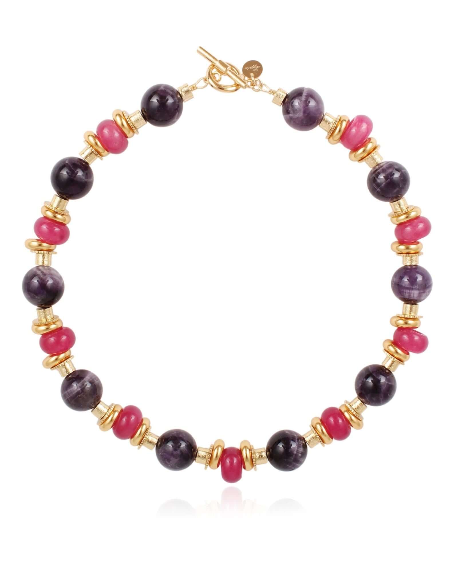 HYPSO PARIS - Amethyst and Pink Agate Beads Necklace