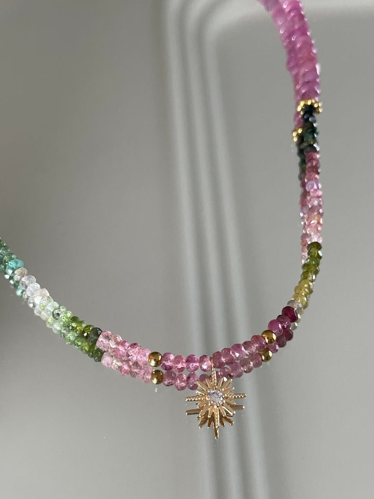 KARMA BY HANNA - Compass rose Tourmaline / Rubis Necklace