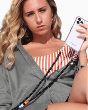 LA COQUE FRANCAISE - CARLA Phone Chain | Black Chalcedony
