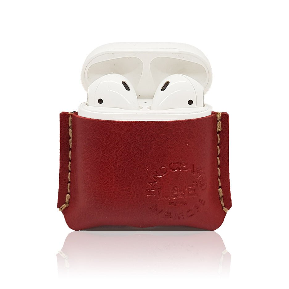 Deep Red Vegan Leather AirPods Cover by L&E