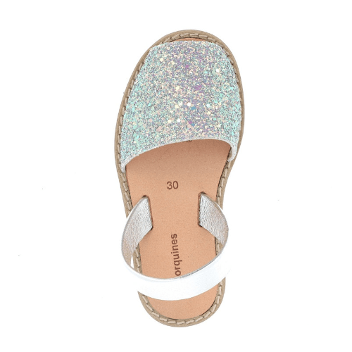 MINORQUINES - Avarca Sandals | Light Blue Glitter