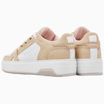 Nubikk Buxton Basket sand sneaker from the back, showing the heel and blush-pink lining.